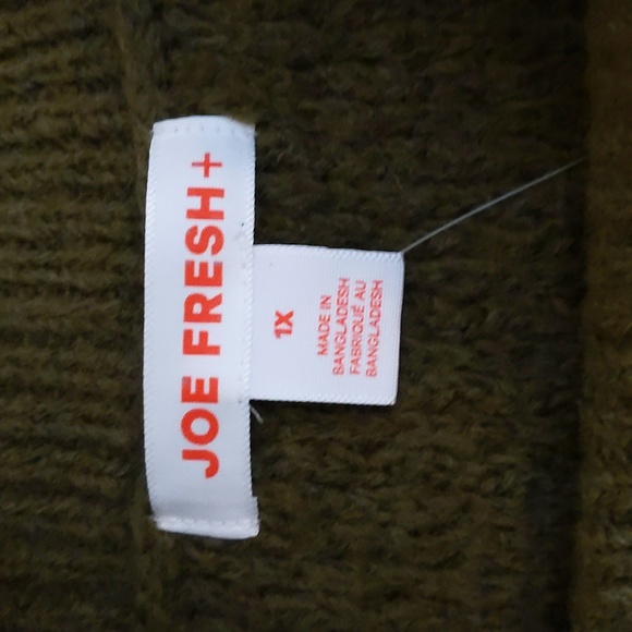 Joe Fresh| NWT Olive Green Knit Patterned Crew Neck Sweater - Picture 6 of 11